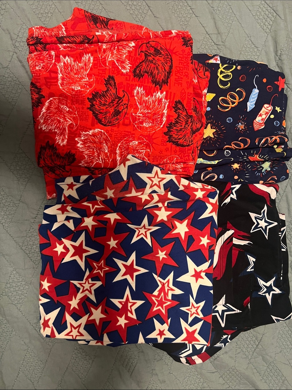 Patriotic Star Print Women’s Leggings - Red, Blue, Black